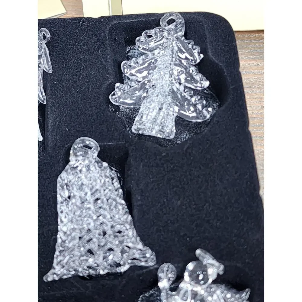 Vintage 10 Spun Glass Christmas Tree Ornaments Angels Christmas Trees in Boxes
